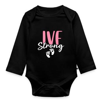IVF Strong Funny Infertility Egg Retrieval - Organic Longsleeve Baby Bodysuit - black - Front