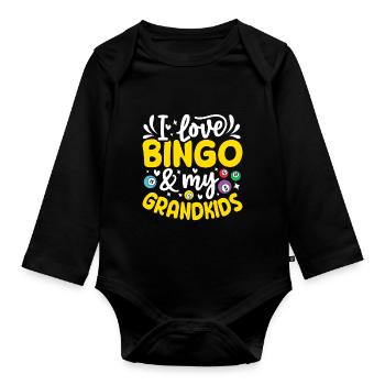 Ich liebe Bingo und meine Enkelkinder lustiges Glücksspiel - Baby Bio-Langarm-Body - Schwarz - Vorne