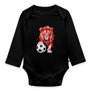 Lion Football Coloré Autriche Animal Design Imprimer - Body Bébé bio manches longues - noir - Devant