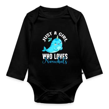 Mer de narval Mignon amoureux du narwhaler - Body Bébé bio manches longues - noir - Devant