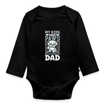 Bologneser Papa - Baby Bio-Langarm-Body - Schwarz - Vorne