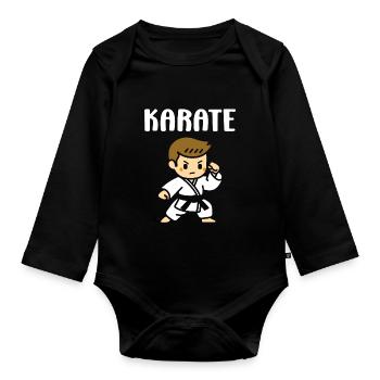 karate - Organic Longsleeve Baby Bodysuit - black - Front