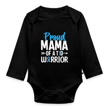 T1D Mama Diabète de type 1 Ruban bleu inutile - Body Bébé bio manches longues - noir - Devant