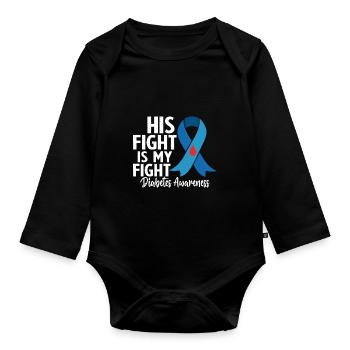 Sein Kampf ist Diabetes Bauchspeicheldrüse Insulin - Baby Bio-Langarm-Body - Schwarz - Vorne