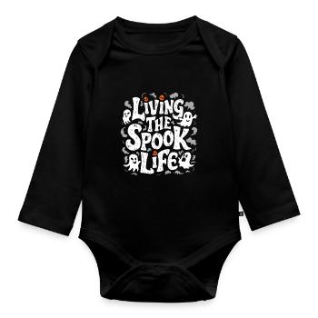 Ghost Bait Halloween Parapsychology Paranormal - Organic Longsleeve Baby Bodysuit - black - Front