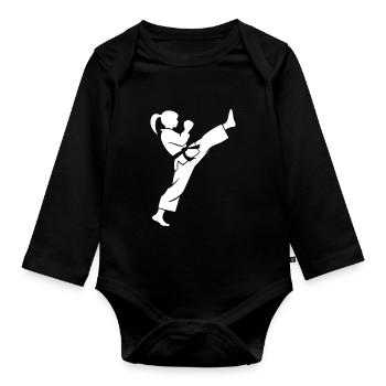 karate - Organic Longsleeve Baby Bodysuit - black - Front