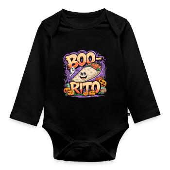 Boo-Rito Halloween Burrito Cute Ghost Pumpkin - Baby Bio-Langarm-Body - Schwarz - Vorne