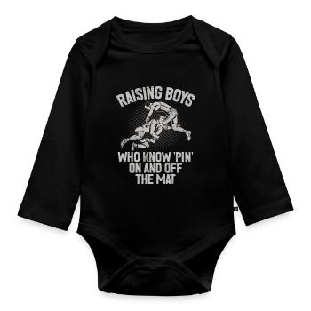 Kawaii Chibi Anime Girl Anime Merch Japanese - Organic Longsleeve Baby Bodysuit - black - Front
