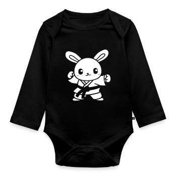 judo - Body Bébé bio manches longues - noir - Devant