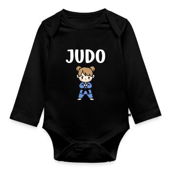 judo - Organic Longsleeve Baby Bodysuit - black - Front