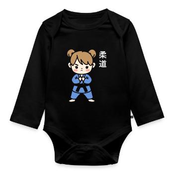judo - Organic Longsleeve Baby Bodysuit - black - Front