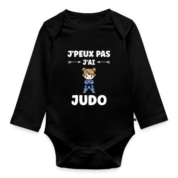 judo - Organic Longsleeve Baby Bodysuit - black - Front