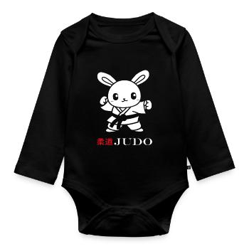 judo - Body Bébé bio manches longues - noir - Devant