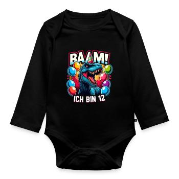 12 Jahre Geschenk Geburtstag Junge Mädchen - Baby Bio-Langarm-Body - Schwarz - Vorne