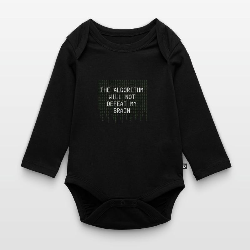 The Algorithm Will Not Defeat My Brain Binary Organic Longsleeve Baby Bodysuit