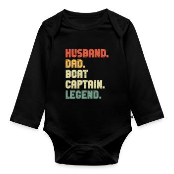 Boat Captain Funny Boat Sailing Lake Boater - Organic Longsleeve Baby Bodysuit - black - Front
