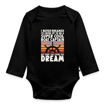 Boat Captain Funny Boat Sailing Lake Boater - Organic Longsleeve Baby Bodysuit - black - Front
