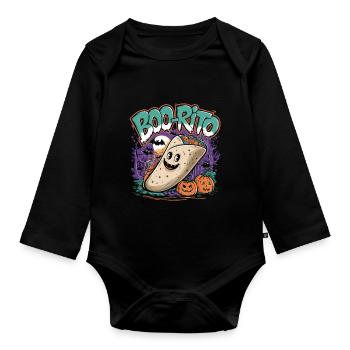 Boo-Rito Burrito d’Halloween Citrouille fantôme mignonne - Body Bébé bio manches longues - noir - Devant