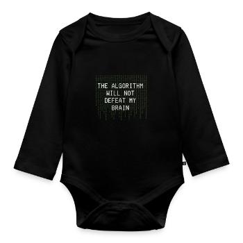 L’algorithme ne vaincra pas mon cerveau binaire - Body Bébé bio manches longues - noir - Devant