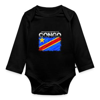 Kongo - Baby Bio-Langarm-Body - Schwarz - Vorne