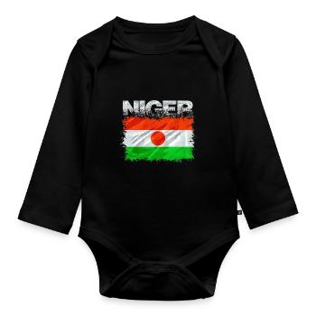 Niger - Baby Bio-Langarm-Body - Schwarz - Vorne