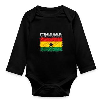 Ghana - Body Bébé bio manches longues - noir - Devant