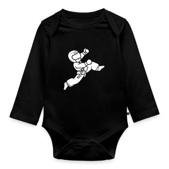 Taekwondo - Baby Bio-Langarm-Body - Schwarz - Vorne