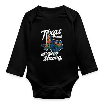 Texas Fleurs sauvages Saison Champs Fleurs Texas - Body Bébé bio manches longues - noir - Devant