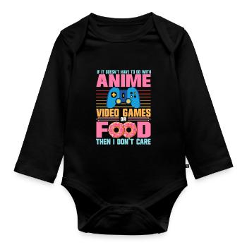 Anime, Jeux vidéo ou food, Manga, Otaku, Japonais - Body Bébé bio manches longues - noir - Devant