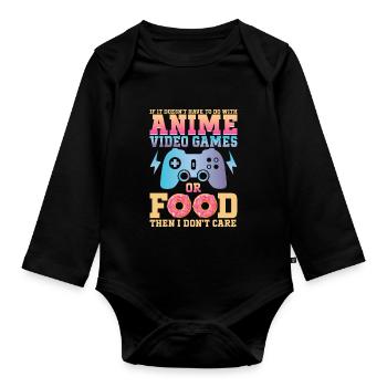 Anime, Jeux vidéo ou food, Manga, Otaku, Japonais - Body Bébé bio manches longues - noir - Devant