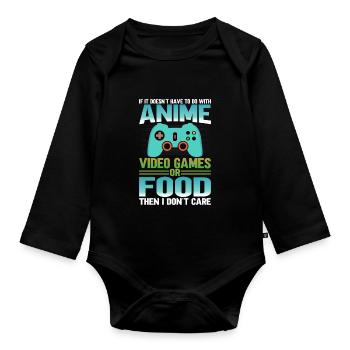 Anime, Jeux vidéo ou food, Manga, Otaku, Japonais - Body Bébé bio manches longues - noir - Devant