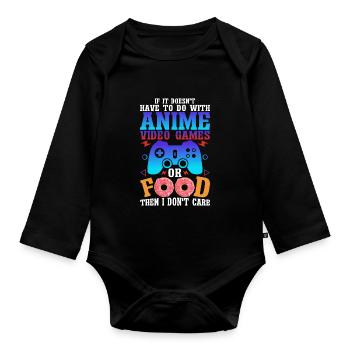 Anime, Jeux vidéo ou food, Manga, Otaku, Japonais - Body Bébé bio manches longues - noir - Devant