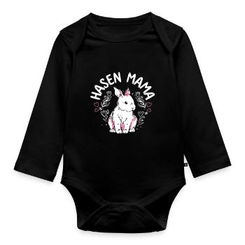 Mom Bunny Mother's Day Gift Easter Bunny Mom - Organic Longsleeve Baby Bodysuit - black - Front