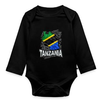 Tansania - Baby Bio-Langarm-Body - Schwarz - Vorne