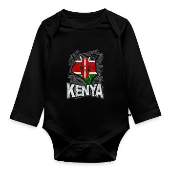 Kenya - Organic Longsleeve Baby Bodysuit - black - Front