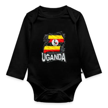 Uganda - Organic Longsleeve Baby Bodysuit - black - Front