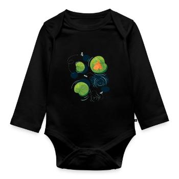 Frog, Lily Pad, Tree Frog, Amphibian - Organic Longsleeve Baby Bodysuit - black - Front