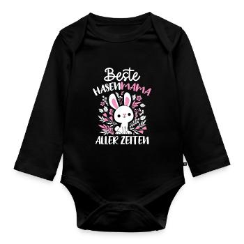 Best Bunny Mom Ever Bunny Rabbit Easter - Organic Longsleeve Baby Bodysuit - black - Front