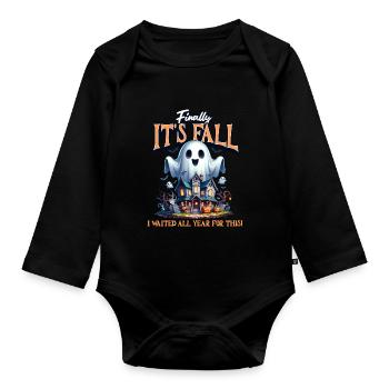 Finally, It's Fall I Waited All Year for This - Organic Longsleeve Baby Bodysuit - black - Front