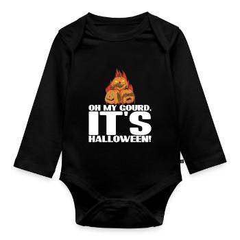 Oh My Gourd, It's Halloween Design - Organic Longsleeve Baby Bodysuit - black - Front
