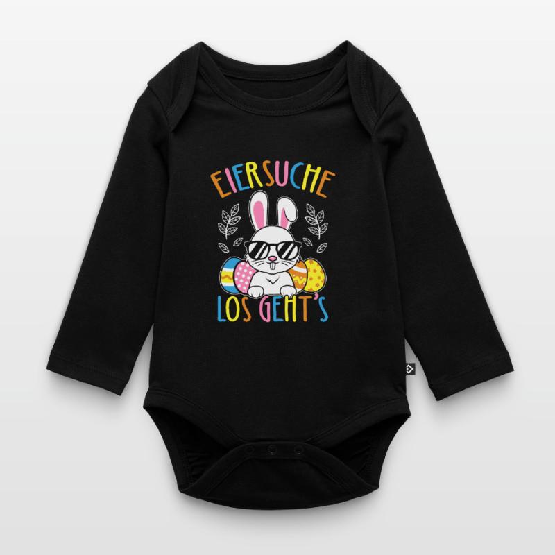 Egg Hunt Let's Go Easter Easter Bunny Easter Eggs Organic Longsleeve Baby Bodysuit