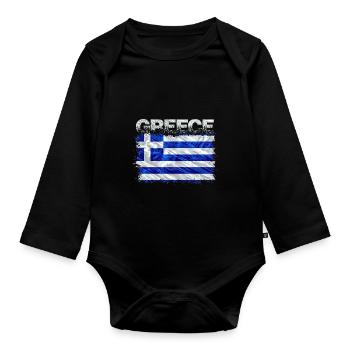Greece - Organic Longsleeve Baby Bodysuit - black - Front