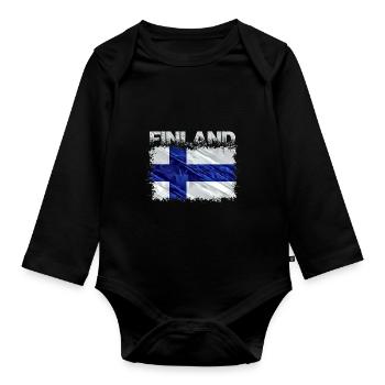 Finnland - Baby Bio-Langarm-Body - Schwarz - Vorne