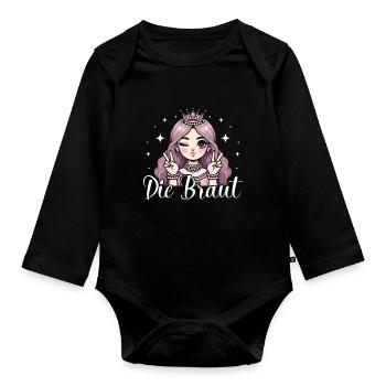 The Bride Funny Bachelorette Party Maid of Honor - Organic Longsleeve Baby Bodysuit - black - Front