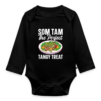 Som Tam Salade thaïlandaise Papaye Salade thaïlandaise Cuisine thaïlandaise - Body Bébé bio manches longues - noir - Devant