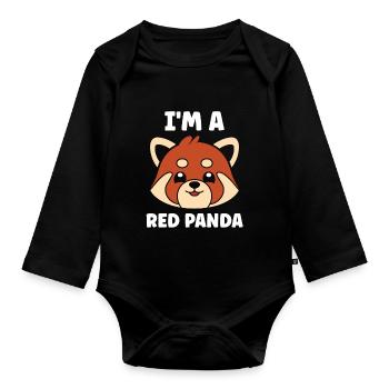Panda roux - Body Bébé bio manches longues - noir - Devant