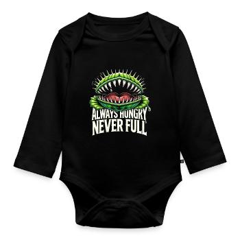 Discover the world of the Venus flytrap and - Organic Longsleeve Baby Bodysuit - black - Front
