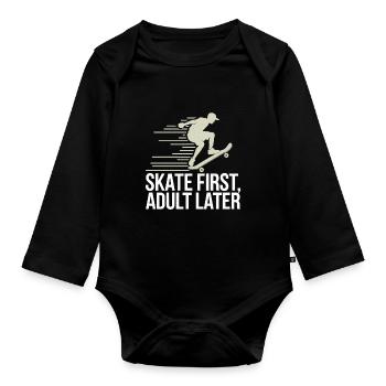 Skater Life : Longboard de descente et street - Body Bébé bio manches longues - noir - Devant
