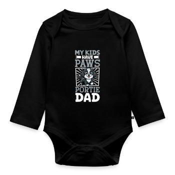 Portugiesischer Wasserhund Papa - Baby Bio-Langarm-Body - Schwarz - Vorne