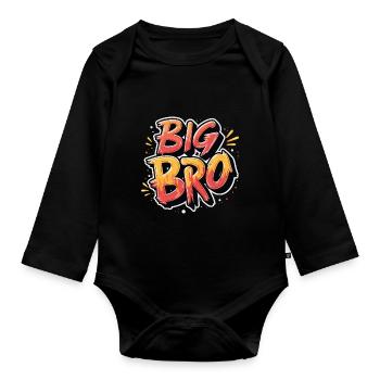 BIG BRO - Organic Longsleeve Baby Bodysuit - black - Front
